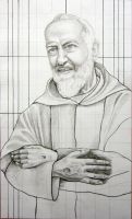Św. Ojciec Pio - szkic do witraża